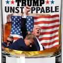 Unstoppable President Whiskey Bourbon Glass by Patriots Cave - 10.5 oz. Made in USA, Dishwasher Safe! Survived Shot Assassination Attempt, Patriotic Gift, 11 Ounces