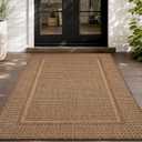 MontVoo-3x5 Outdoor Rug Porch Entryway Rug-Polypropylene Indoor Outdoor Rugs for Entryway Kitchen Balcony Patio, Textured Weave, Durable, Fade-Resistant, Non-Shedding, Modern Neutral Brown