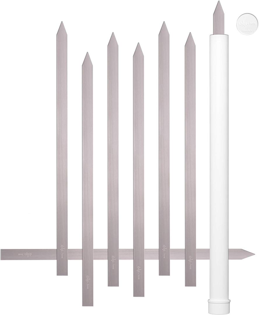 8 Kebab 1" Wide Flat Skewers, Stainless Steel, No-Wood Handle, Koobideh Persian Kabob, Carrying Case
