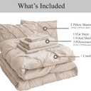 LANE LINEN King Size Comforter Set - 7 Piece Premium Microfiber All-Season King Size Bedding Sets - Includes Comforter, Sheets, Pillowcases & Shams - Super Soft, Fade Resistant & Fluffy Bed Set - Beige