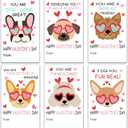 60pcs Valentine's Day Gift Tags Stickers - Puppy Dog Valentine Self-Adhesive Stickers - Happy Valentine's Day Gift Writable Labels Decorations - A01
