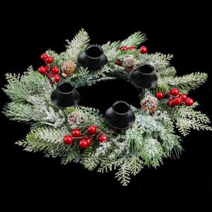 2 Pcs Christmas Advent Wreath Candle Holder Advent Wreath Catholic Ring with 4 Candle Holders Peace Hope Love Joy for Table Decorations Centerpiece Gift Winter Holiday