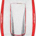 PowerNet 4x7 FT Portable Infielder Training NET ONLY, Softball Baseball Replacement Practice Net for Pitching and Hitting, Ball Catcher Pocket, 28 SQFT Protection, Team Colors (Red)