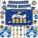 Blue and Gold Graduation Decorations 2025 Grad Party Decorations 2025 Congrats Grad Banner Class of 2025 Banner Class of 2025 Decorations Graduation Banner