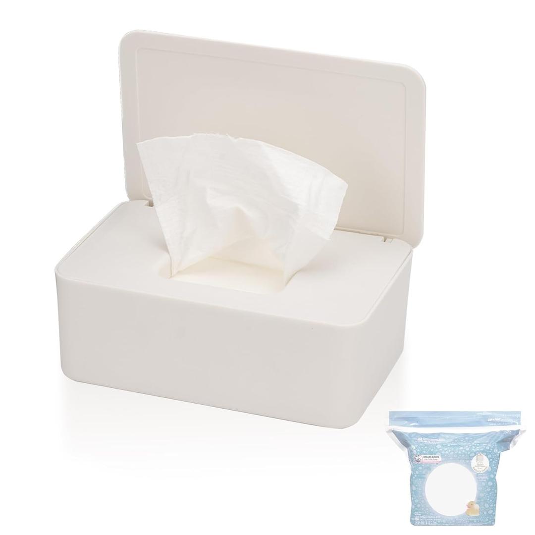 Wipes Dispenser Compatible with Cottonelle Wet Wipes Refill Pack, Refillable Wipes Container, Reusable Wipe Holder with Non-Slip Base, Easy Open Sealed Lid, Keeps Wipes Clean, for Home, Office, Car