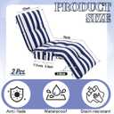 Kigley Outdoor Chaise Lounge Cushions with Side Pocket 76x22x6 Thick Tufted Waterproof Patio Pool Lounge Chair Replacement Cushion Fade Resistant Cushion for Furniture Lawn(2 Pcs,Blue White,Striped)