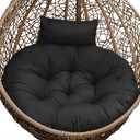 Outdoor Hanging Egg Chair Cushion Replacement, Extra Large Waterproof Egg Swing Cushions with Headrest Pillow and Ties, U-Shaped Thickened Cushion for Hanging Eggs Chair (Green Floral)
