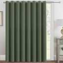 H.VERSAILTEX Blackout Patio Curtains 100 x 84 Inches for Sliding Door Extral Wide Blackout Curtain Panels Thermal Insulated Room Divider - Grommet Top, 7' Tall by 8.5' Wide - Bronze Green
