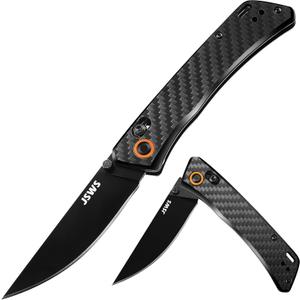 Camping Folding Knife Folding Tactical Knife Pocket Knifes 3.34" D2 Steel Blade Carbon Fiber Handle Axis Lock Cool Gifts for Men & Women