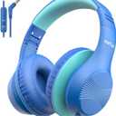 EarFun K3 Kids Headphones, Over Ear Headphones with Microphones, 85/94dB Safe Volume Limit, HD Stereo Sound, 3.5mm Jack, Foldable Wired Headphones for School/Travel/Boys/Girls/Tablet/iPad, Blue