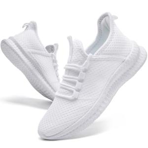 ZASJDG Running Shoes for Men Slip on Walking Shoes Lightweight Athletic Gym Workout Sneakers White Size 9.5