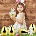 6 Pcs 10 Inch Large Golden Metallic Easter Eggs Jumbo Filled with 10 Inch Plush Bunny Toys Set for Filling Treats, Fillable Surprise Eggs Bulk, Basket Stuffers Fillers Classroom Prize