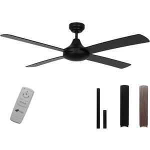 52 Inch Ceiling Fan without lights Black finish,Remote Control,Dual Finish Blades,Indoor ETL Listed,Bedroom,Living Room,Kitchen,Dining Room, Patios,Farmhouse(Black without Light)