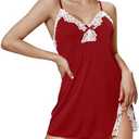 VUYY Women Sexy Chemise Lace Floral Nightgown Mini Babydoll Sleepwear Boudoir Outfits Plus Size XL