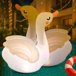 TIALLY Floating Pool Lights Solar Powered - Inflatable Solar Pool Lights, IP68 Waterproof Decor Float, Flamingo and Swans Decorations for Outdoor Use, for Women, Men, Adults