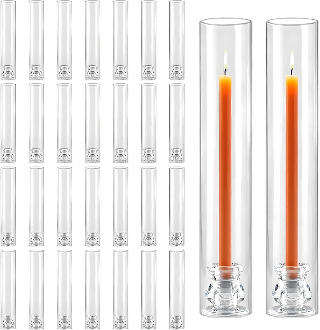 30 Pack Glass Hurricane Candle Holders 12.6" Open Ended Candlestick Tubes
