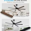 72 inch Large Ceiling Fans with Lights and Remote, 6-Speed Reversible DC Motor, 3 CCT, Dual Finish 7 Blades, Indoor/Outdoor Farmhouse Black Ceiling Fan for Kitchen Living Room Patio