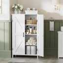 43.3" H Farmhouse Bathroom Storage Cabinet with Adjustable Shelves, 11.8"D x 23.6"W x 43.3"H