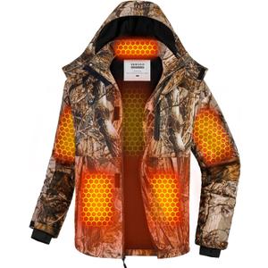 VERGOO Graphene Mens Heated Jackets with 18400mAh Battery Pack Winter Waterproof Electric Self Heating Coat with Hood, Size M