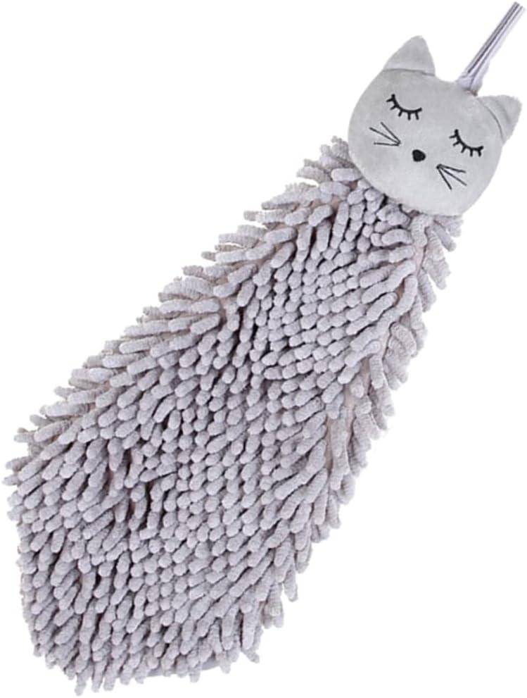 Creative Hanging Hand Towel Thick Absorbent Grey Square Drying Cloth for Kitchen and Bathroom Use, grey