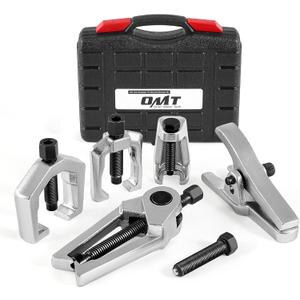 Orion Motor Tech 5-in-1 Ball Joint Separator, Pitman Arm Puller, Tie Rod End Tool Set for Front End Service, Splitter Removal Kit (BS06) (Black Case Silver Puller)