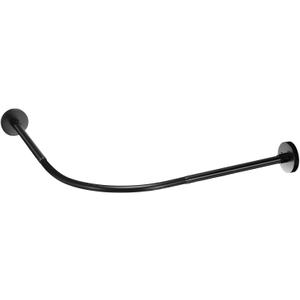 uxcell Black Shower Curtain Rod Rack Stainless Steel, l Shaped Corner Rod No Drill for Bathroom Bathtub, 70-95cm/28"-37" Adjustable Length (Without Shower Curtain)