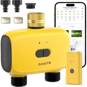 WiFi Sprinkler Timer 2 Zone, Smart Water Timer for Garden with App Remote Control for Travel, Brass Inlet Smart Irrigation System for Outdoor Hose, Patios, Lawns, Flower Bed & Yard Care