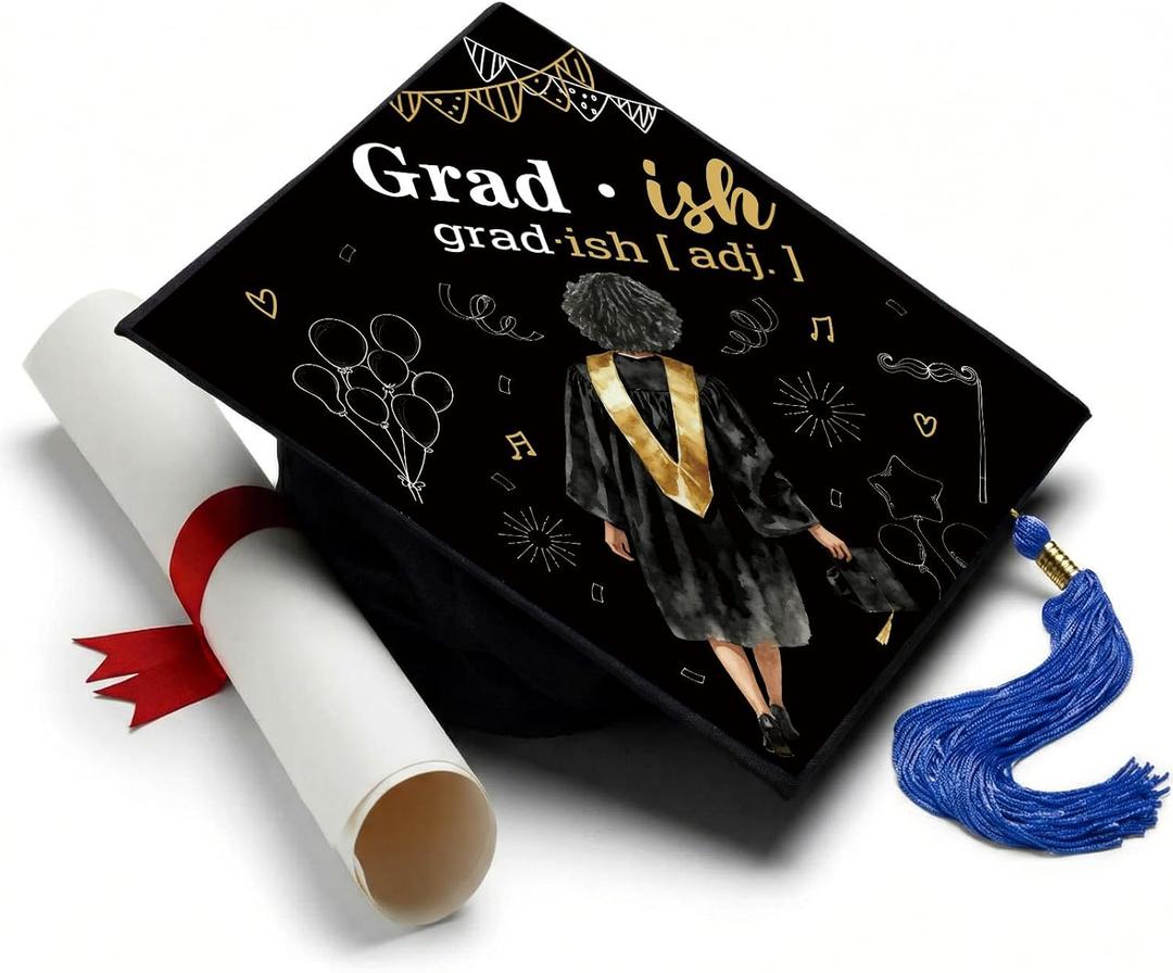 Dunzoom Grad Cap Topper Black Women She Did Graduation Cap Topper Class of 2026 DIY Decor Kit for Graduation Ceremony Motivational Inspirational Decor African Art