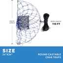 Castable Crab Traps with 110' Orange Crab Rope and Stainless Steel Bait Pin