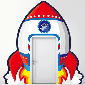 Spcae Birthday Decorations Outer Space Party Supplies Rocket Ship Door Banner Backdrop Astronaut Planet Photograph Background Photo Prop Galaxy Solar System Themed Porch Sign for Kids Boys Girls
