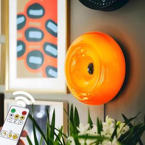 Bofea-Modern Orange Donut Lamp,Plug-in Bedside Lamp Or Plug-in Wall Sconces,Mid Century Modern Decor Wall Mount Lamps,Creative Orange Light for Living Room,Reading Room,Hallway Ambient Lighting