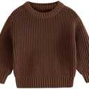 YOUNGER STAR Toddler Baby Girls Boys Knit Sweater Pullover Long Sleeve Sweatshirt Fall Winter Clothes (Brown)