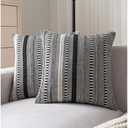 Cethom Boho Throw Pillow Covers 18x18 Inch Set of 2, Farmhouse Decorative Couch Pillow Cases, Black Accent Pillows of Bed, Sofa Bedroom Living Room Home Decor Cushion Cover