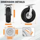 Pneumatic Casters Wheels 8 Inch 4PCS 2 Swivel & 2 Rigid for Workbench