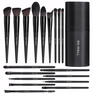 BS-MALL Makeup Brush Set 18 Pcs Premium Synthetic Foundation Powder Concealers Eye shadows Blush Makeup Brushes with black case (C-Black