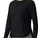 Women's Sun Shirts UPF 50+ Long Sleeve Uv Protection Shirts Lightweight Quick Dry SPF Clothing Outdoor Hiking Tops (Black, M)