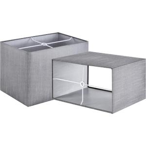 GOSO Set of 2 Small Gray Rectangular Lamp Shades 6.7" x12.6" x8" (Spider) Modern Lampshade for Table Lamps -Natural Bamboo Faux Silk Lamp Shade Lampshades Replacement Rustic-Square