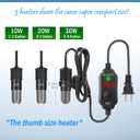 AquaMiracle Mini Aquarium Heater 10W Small Fish Tank Heater for 1-2 Gal Tanks, Digital Display Thermostat Betta Heater with Dry-Run & Overheat Protection, Memory Function