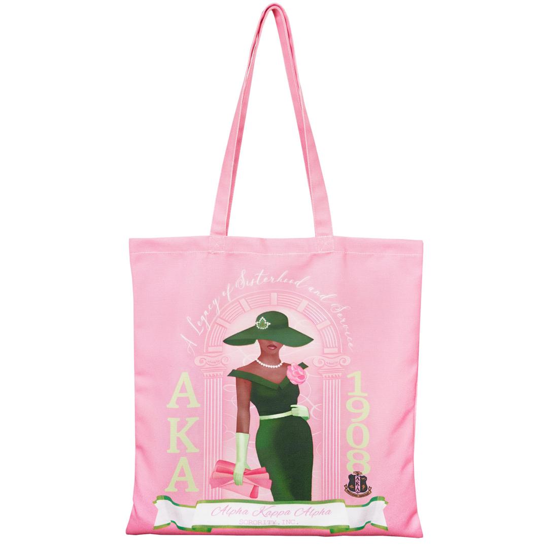 cahduenx Sorority Gifts Tote Bag for Women, Pink Canvas Reusable Grocery Bags for Shopping Travel Work Daily Use