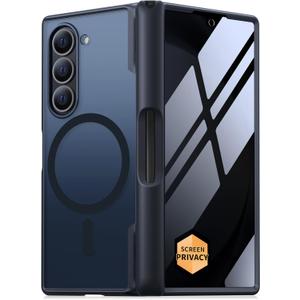 MOBOSI Magnetic for Z Fold 6 Case with S Pen Holder, Compatible with Magsafe, Built-in Screen Protector & Hinge Protection, Full Body Shockproof Phone Cover for Samsung Galaxy Z Fold6, Privacy Black