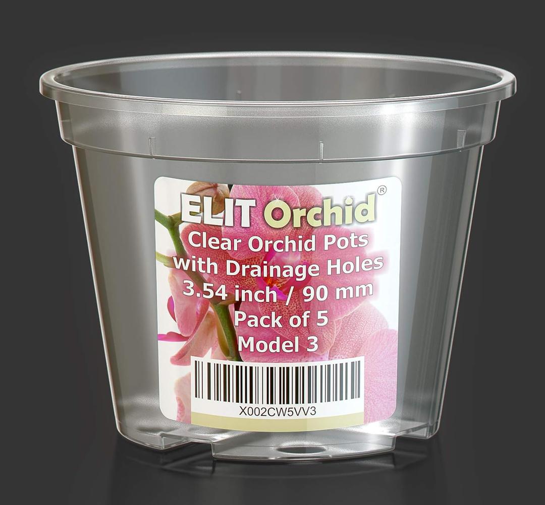 SMEREKA Orchid Pots with Holes - Drainage Clear Plastic Plant Pot Set - Pack of 5 pcs (3.54 inch)