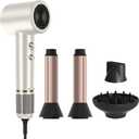 PARWIN PRO BEAUTY Secador de pelo Air-Sonic con difusor, pantalla LED HD y secador inico de alta velocidad de 110.000 RPM, rizadores de envoltura automtica de aire izquierdo y derecho de 1 1/4 (Champagne Silver-pro)