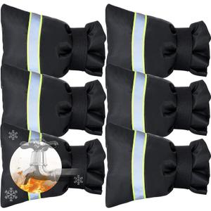 Faucet Cover for Winter Freeze Protection,Spigot Cover with Reflective Strips,Outside Faucet Cover for Cold Weather,Velcro Thickened Anti-Freeze Outdoor Faucet Socks,Reusable Hose Bib Covers (6 Pieces)