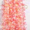 Jutom 4 Pcs 23.6 ft Cherry Blossom Flower Garland with String Light Artificial Hanging Silk Pink Flower Vines Garland for Wedding Bedroom Spring Home Party Kawaii Japanese Decor