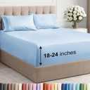 Extra Deep Queen Sheet Set  4 Piece Breathable & Cooling Bed Sheets  Easily Fits 18 to 24 inch Mattress  Ultra Soft, Wrinkle & Fade Free with Extra Deep Pockets  Hotel Luxury Bedding  Spa Blue