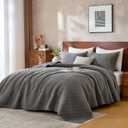 Queen Quilt Set with Shams Lightweight Quilted Bedspread Coverlet Thin Comforter Bed Cover Vintage Washed Quilted Blanket for All Season, Brushed Microfiber Diamond Stitching, Ash Gray, 88"x92"