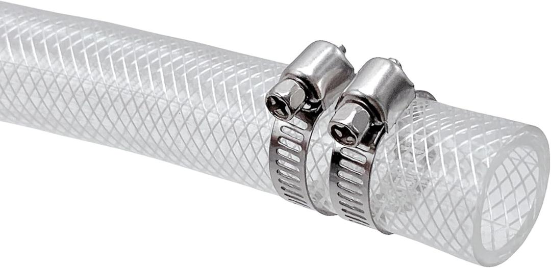 1/2" ID x 3/4" OD - 10 Ft High Pressure Braided Clear PVC Vinyl Tubing Flexible Tube, Heavy Duty Reinforced Hose Tubing