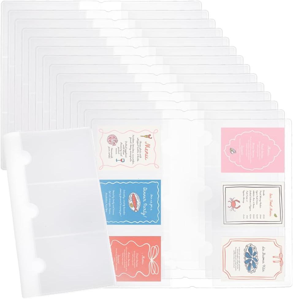 SUPERFINDINGS 15Pcs Card Holder 19.2x11cm Card Sleeve Holder A6 Travelers Notebook Insert Pouches Clear Organizers Insert Refill Card Page Protectors for A6 Cover Ring Binder Personal Organizer