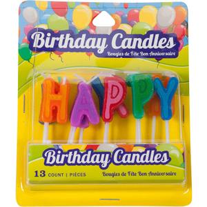 Jacent Happy Birthday Letter Candle Cake Toppers, 13 Count per Pack - 1 Pack