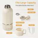 Snow Bear Portable Bottle Warmer for Travel, Fast Heating in 2.5 Mins for Breast Milk, 10200mAh Battery with LED Display, 17oz Large Capacity, Baby Bottle Warmer with Precise Temperature Control-Cable